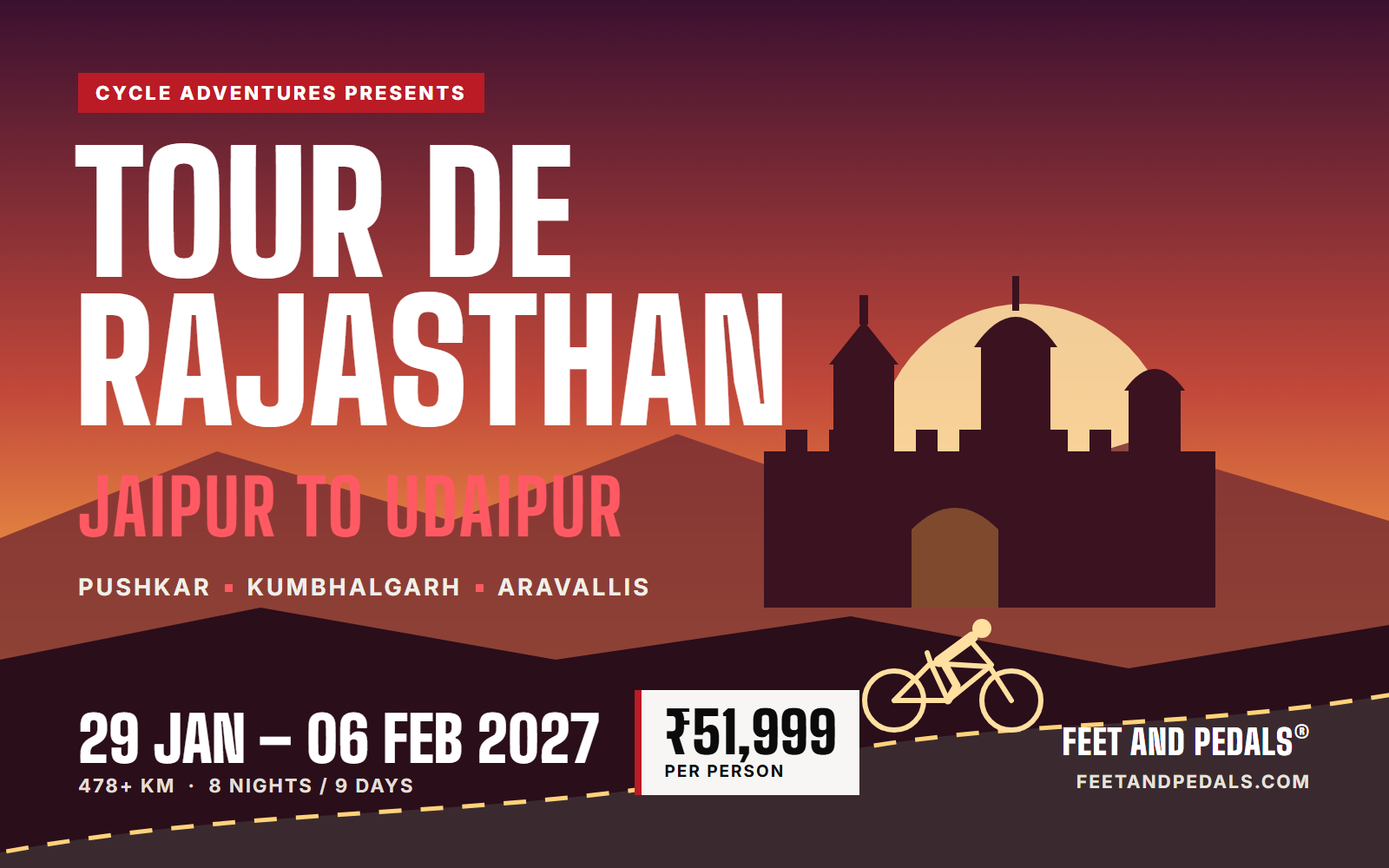 Tour de Rajasthan: Jaipur to Udaipur (29 Jan - 6 Feb 2027)