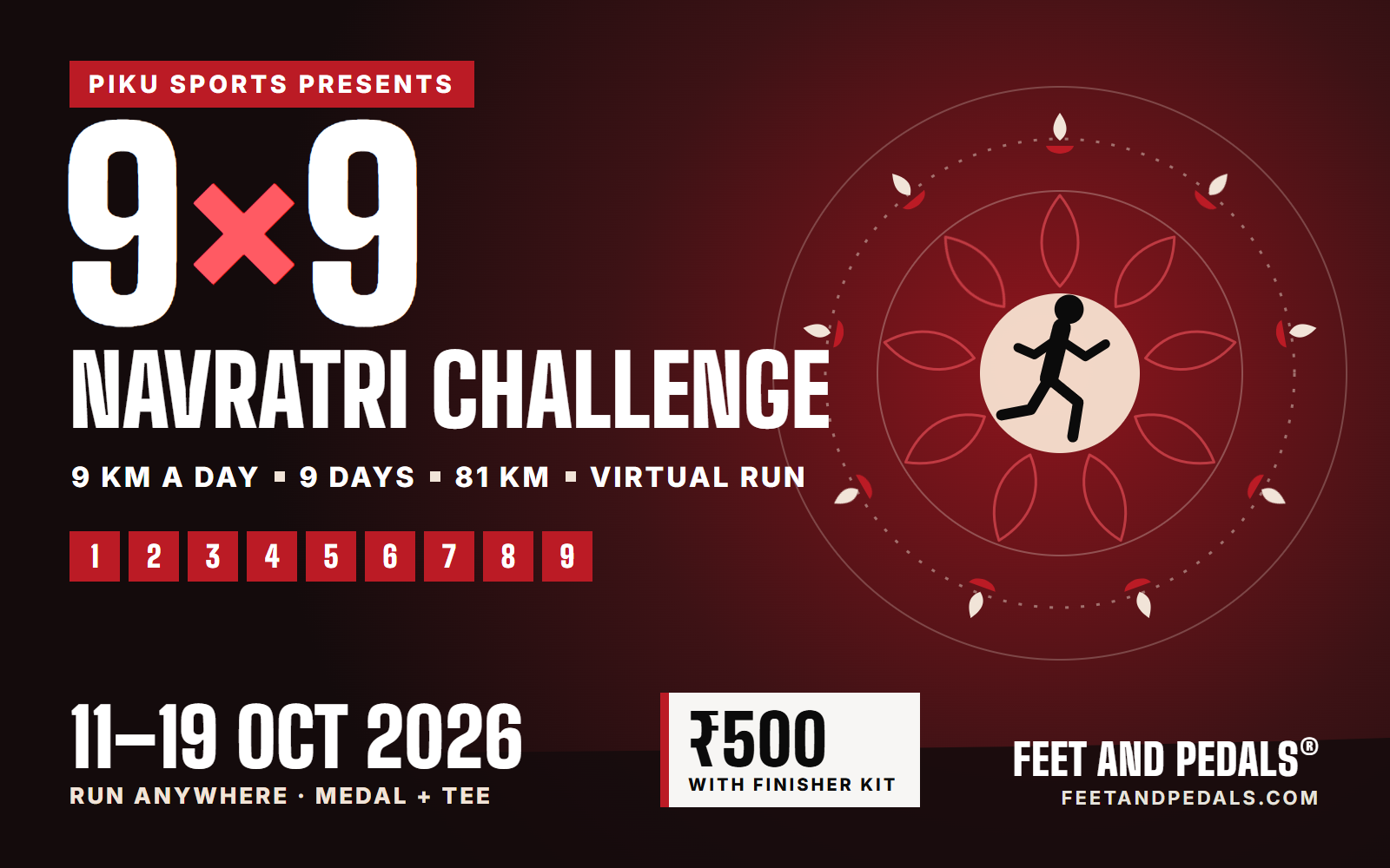 9x9 Navratri Challenge: 9 km a day for 9 days (11-19 Oct 2026)